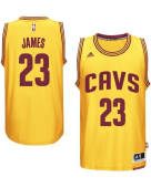 2014-15年新款球迷版騎士占士客場黃色球衣 Cavaliers Leborn James Jersey S碼