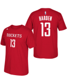 美版火箭哈登客场红色T恤 NBA Rockets James Harden Player T-shirt M