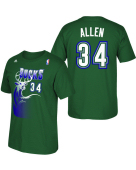 美版雄鹿雷阿伦复古绿色T恤 NBA Bucks Ray Allen  Player T-shirt M