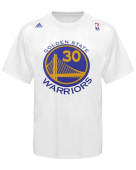 Official Adidas NBA G.S. Warriors Stephen Curry White Number T-shirt L