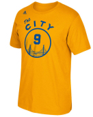 Official Adidas NBA G.S. Warriors Iguodala Hardwood Classics Yellow Number T-shirt L